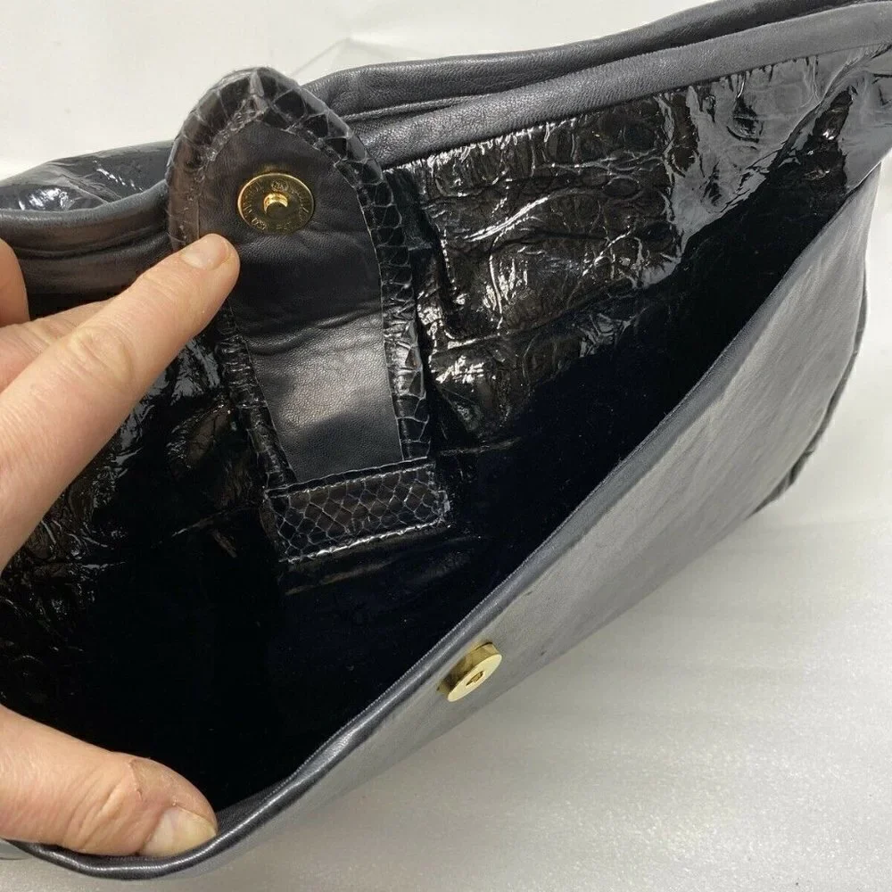 80's Extra Large Croc Embossed Patent Clutch Bag